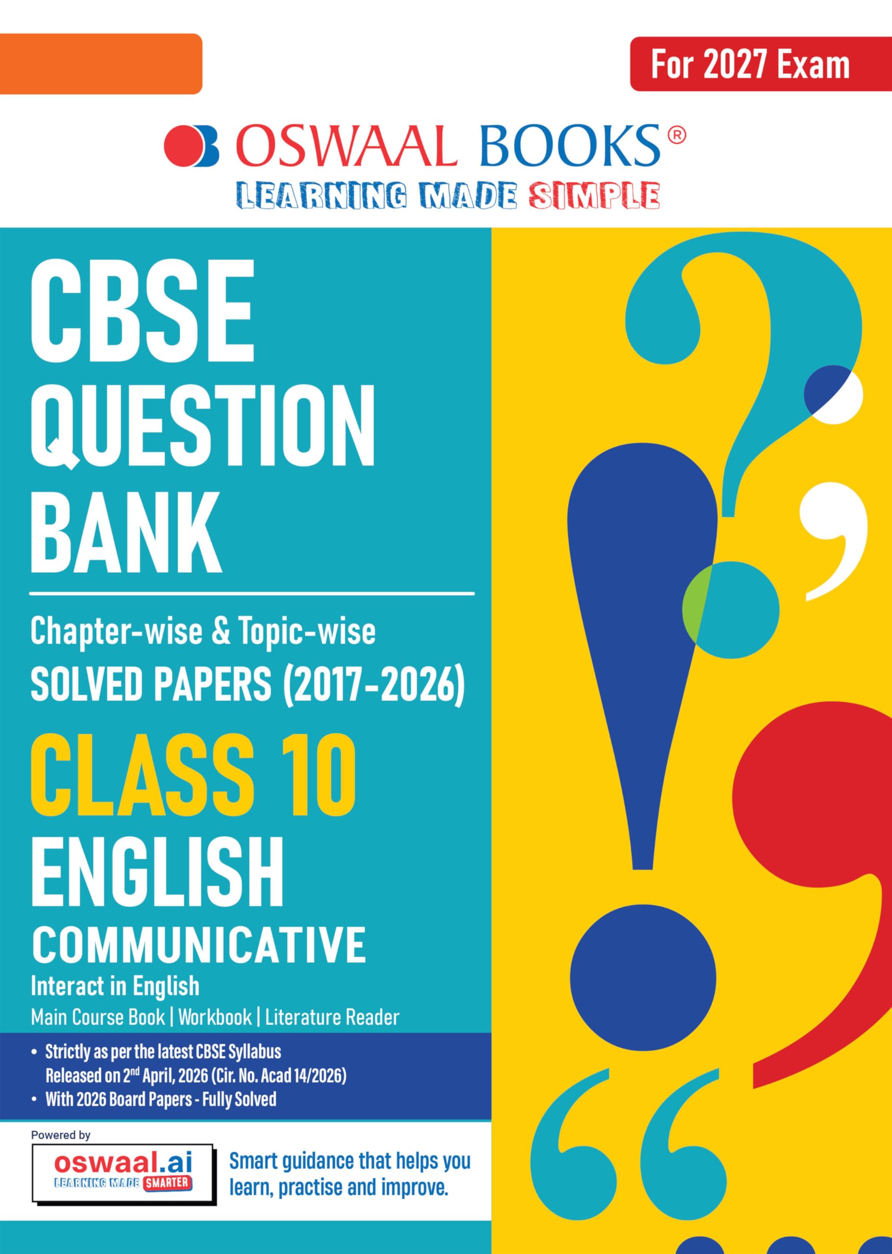 Oswaal CBSE Class 10 English Communicative Question Bank | Chapter & T