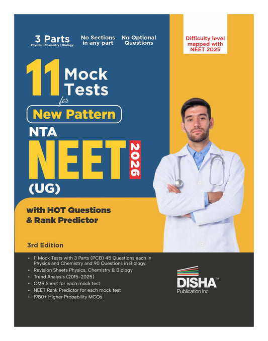 Disha 11 Mock Test Series for New Pattern NTA NEET (UG) 2026 with HOT Questions & Rank Predictor 3rd Edition | Physics, Chemistry, Biology New Syllabus Test Series | 100% Solutions