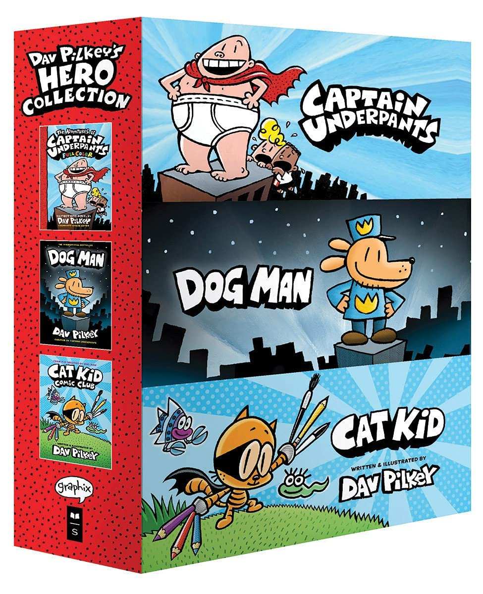 Dav Pilkey'S Hero Collection: 3-Book Boxed Set (Captain Underpants #1, Dog Man #1, Cat Kid Comic Clu