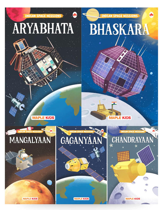 Story Books for Kids - Indian Space Mission (Set of 5 Books) (Illustrated) - Gaganyaan, Aryabhata, Chandrayaan, Mangalyaan, Bhaskara - Space Knowledge ... Knowledge Encyclopedia For Children