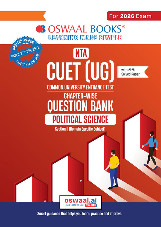 Oswaal NTA CUET (UG) Chapter-wise Question Bank Political Science For 2026 Exam (as per latest 27 Dec., notification) | PYQs & 800+ NCERT aligned MCQs |With Oswaal AI