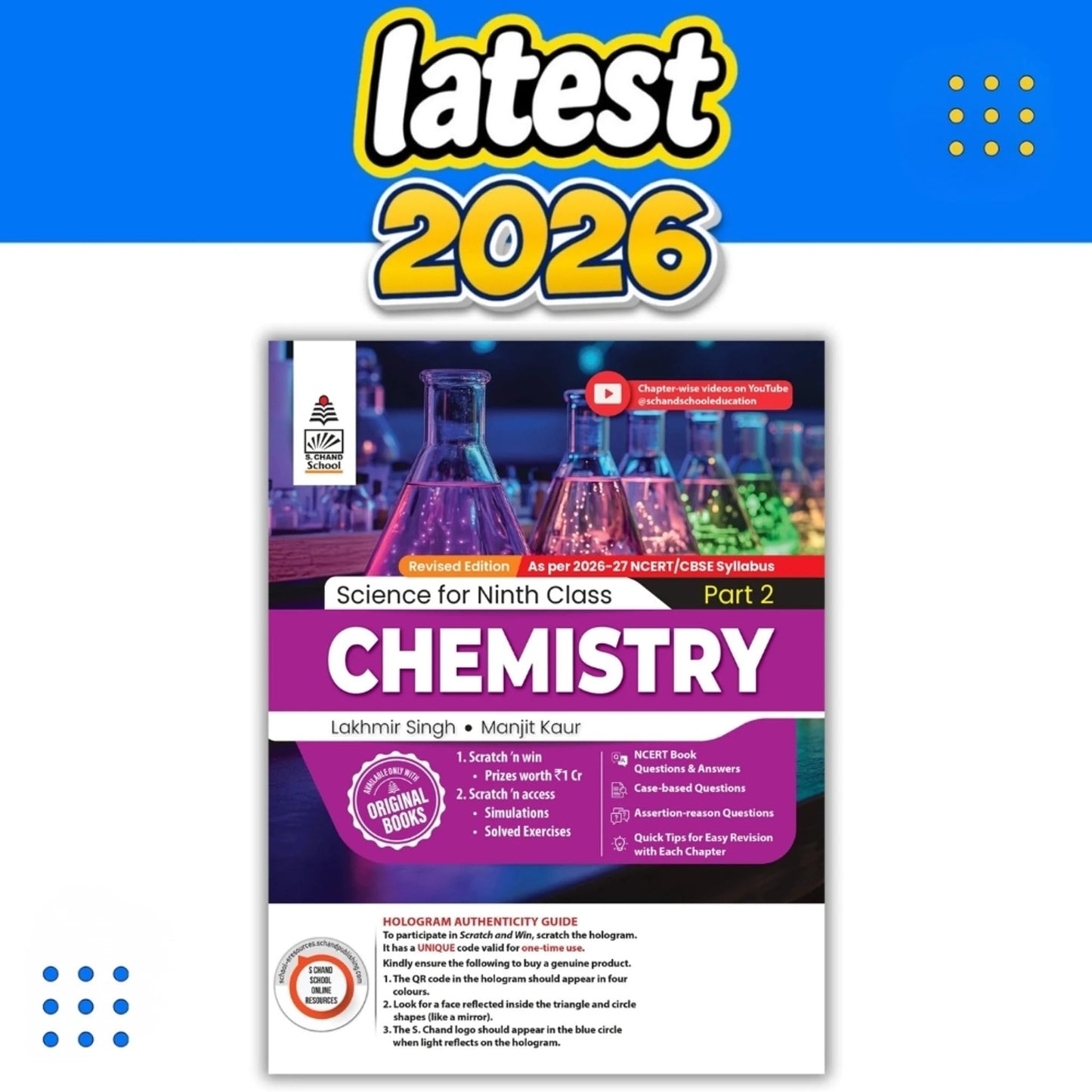Lakhmir Singh Science Class 9 Chemistry Part 2 (2026-27 For CBSE Board Exams) | As Per Latest NCERT & CBSE Syllabus | Complete Chemistry Study for School Exams | NCERT Book Questions & Answers, CBQ, Solved Board Papers & Exercises – Science Grade 9