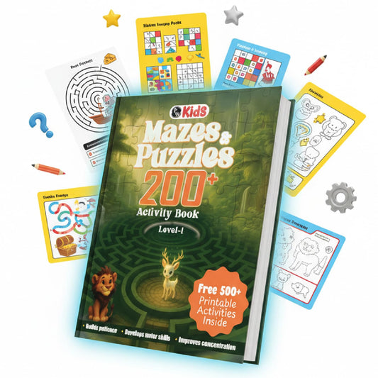 200+ Mazes & Puzzle Activity Book for Kids Ages 3-7, Fun and Challenging Picture Puzzles with 500+ Free Printable Worksheets & Parenting Tips