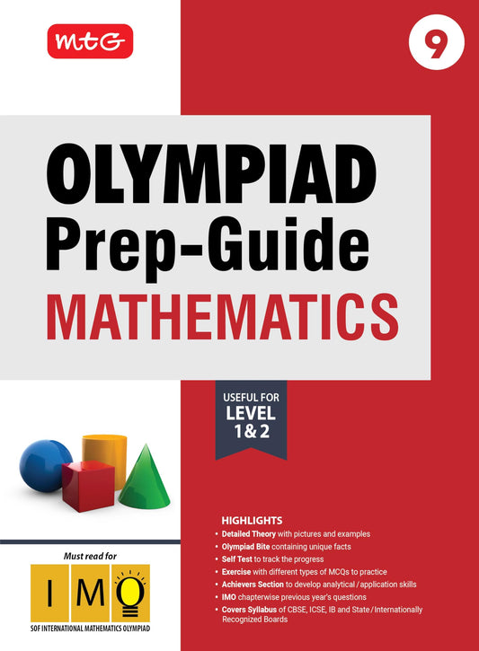 MTG Olympiad Prep-Guide Class 9 Mathematics (IMO) - Detailed Theory, IMO Chapterwise Previous Years Questions with Self Test For SOF 2025-26 Exam