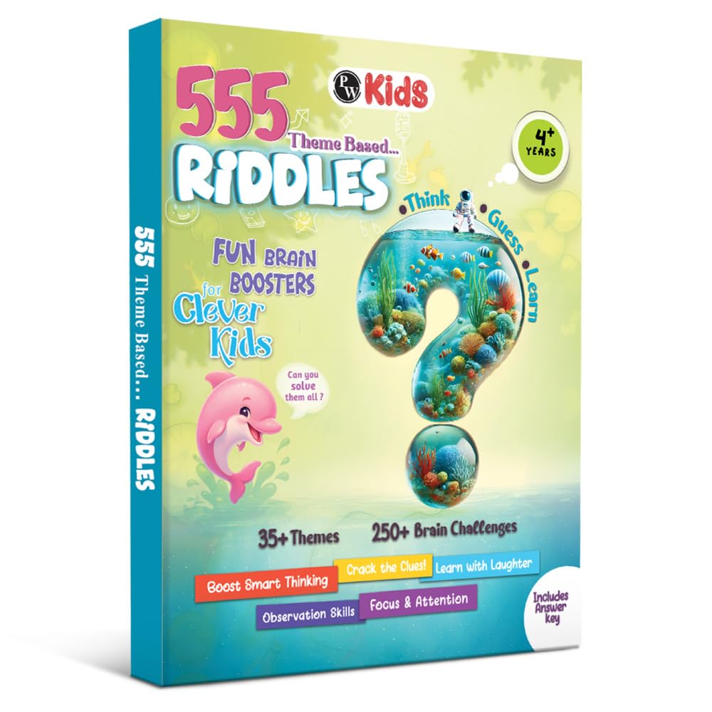 555 Riddles Book for Kids, 35+ Theme Based Brain Teasing Riddles, Fun Learning & Activity Book for 5+ Years Old, Birthday Gift for Boys & Girls
