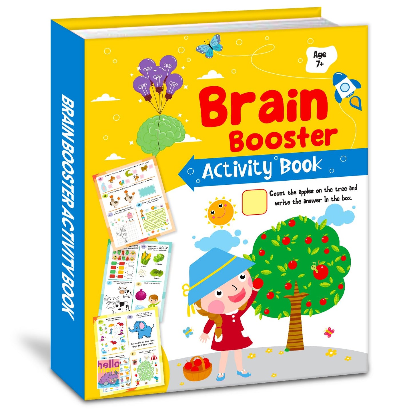 Brain Booster Activity Book For Kids Toddlers And Children 7+ Years: 96 Pages Preschool Educational Writing Practice, Pencil Control, Tracing, Maths ... Book: Brain Booster Activity Book Age+7