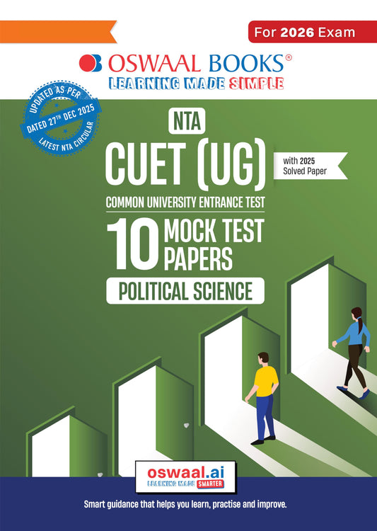 Oswaal NTA CUET (UG) 10 Mock Test Papers Political Science For 2026 Exam (Section –II) (as per latest 27 Dec., notification) |500+ MCQs for Practice|Includes 2025 Paper- fully solved | With Oswaal AI