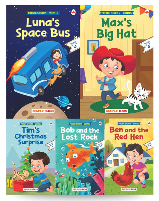 Story Books for Kids - Phonic Reader - Vowels (Set of 5 Books) (Illustrated) - Vowels phonics Books for Early Readers - Vowels Storybooks - Read Aloud to Infants, Toddlers - Age 2+