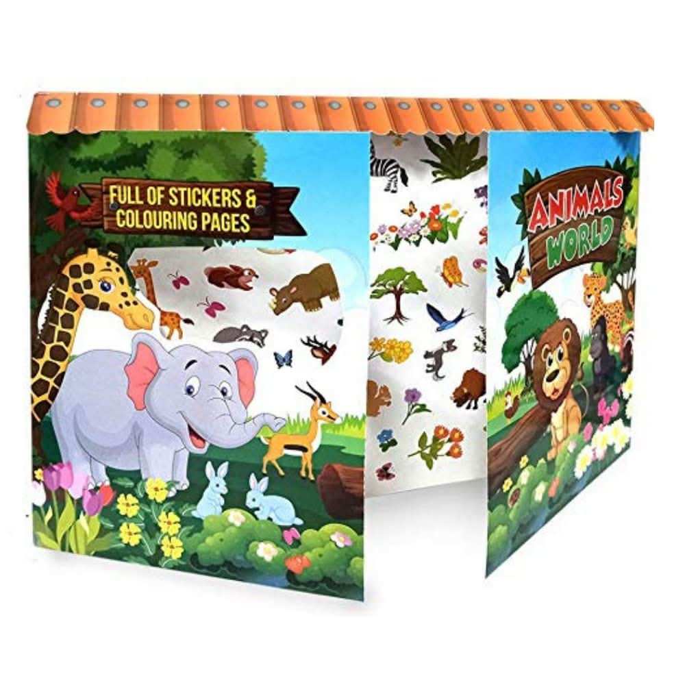 Animals World - Stickers & Colouring Pages