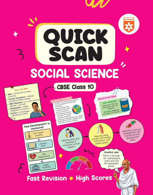 Arihant Quick Scan Social Science | CBSE Class 10 | Fast Revision Notes for High Scores | NCERT Theory, Handwritten Notes, Flow Charts & Tables, 3D Images | Based on Latest CBSE Syllabus