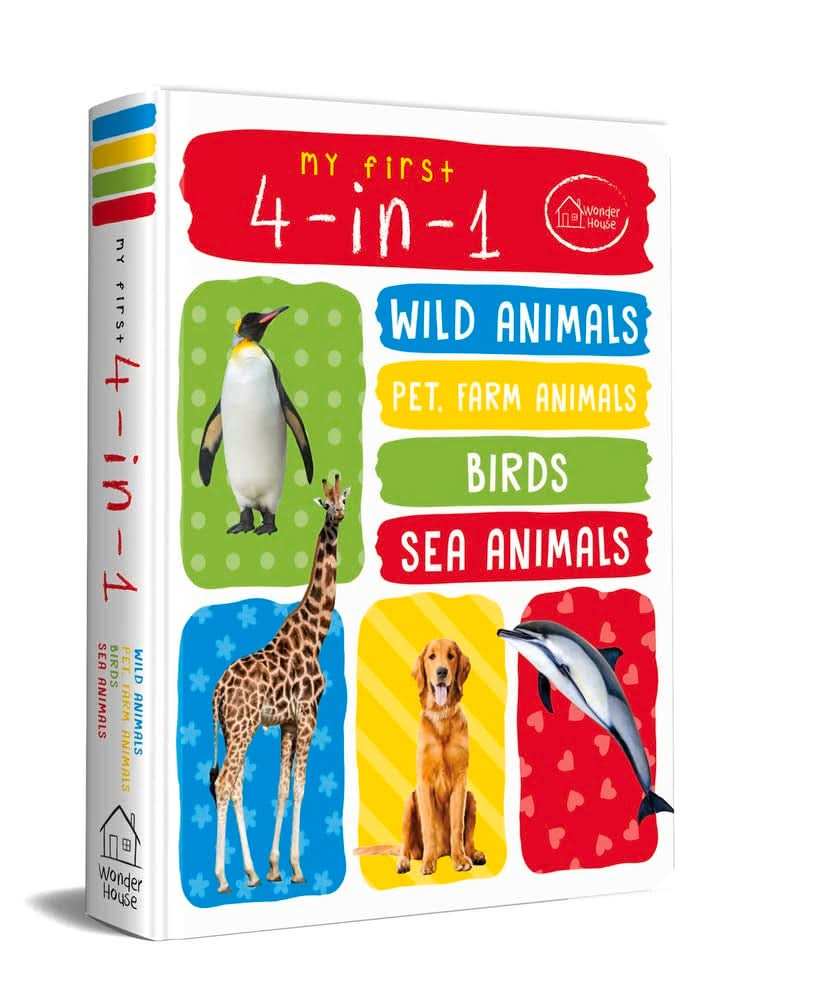 My First 4 In 1 One Wild Animals, Pet And Farm Animals, Birds, Sea Animals: Padded Board Books