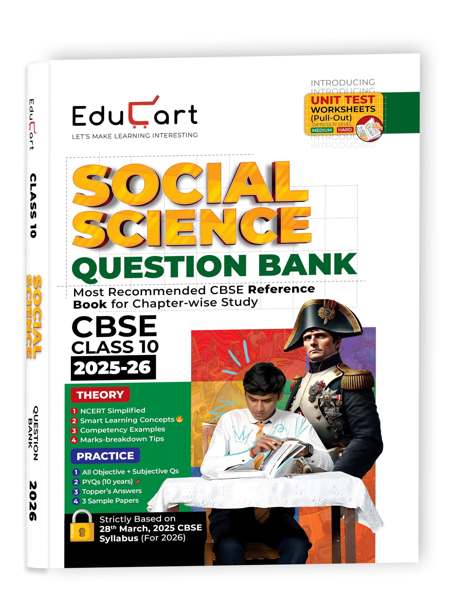 Educart CBSE Question Bank Class 10 Social Science 2025-26 on new Syllabus 2026 (Introducing Unit Test Worksheets)