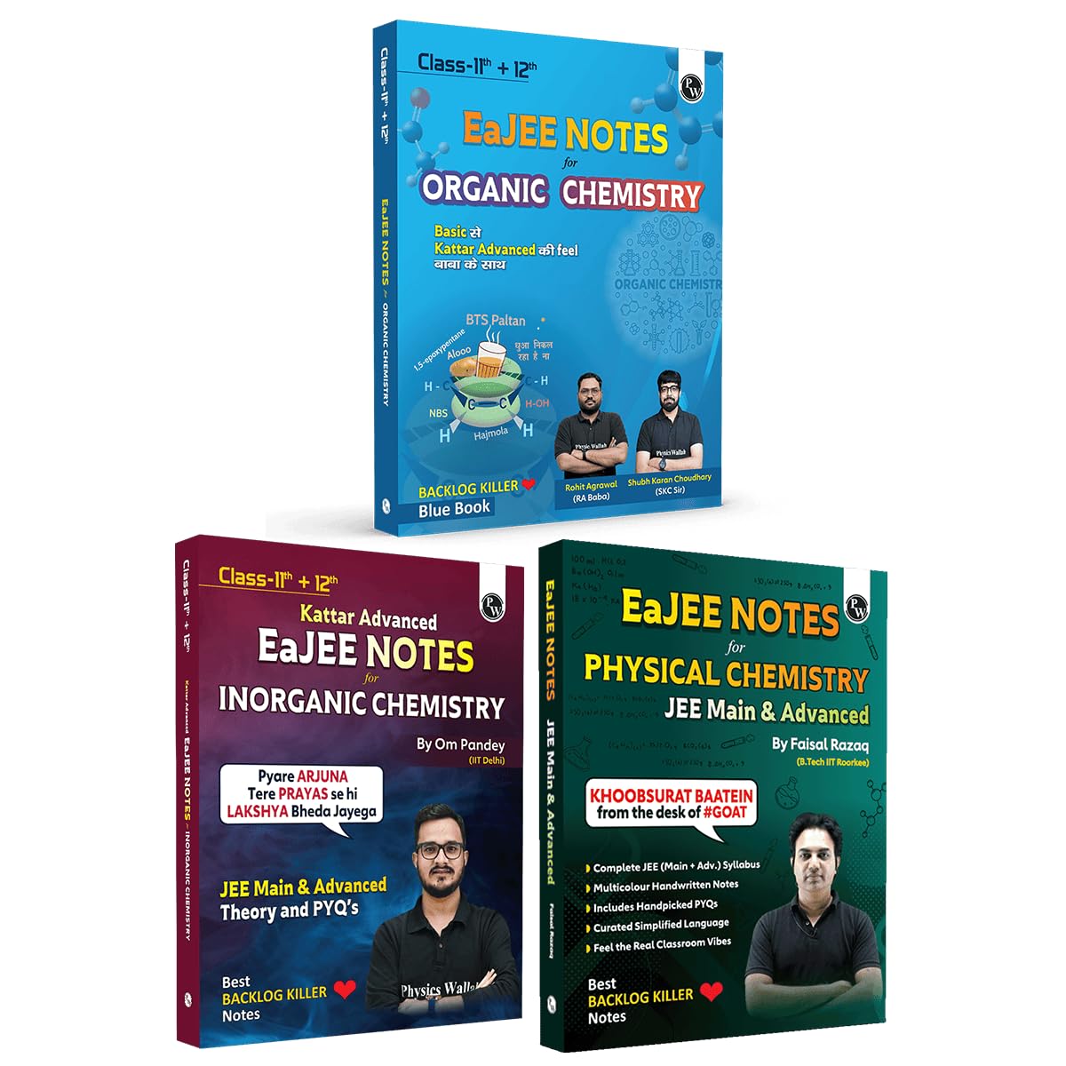 PW EaJEE Handwritten Notes For Organic, Inorganic, Physical Chemistry Combo Set of 3 Books For JEE Main & Advanced | Chapterwise and Topicwise Notes | Handpicked Practice Questions & PYQs