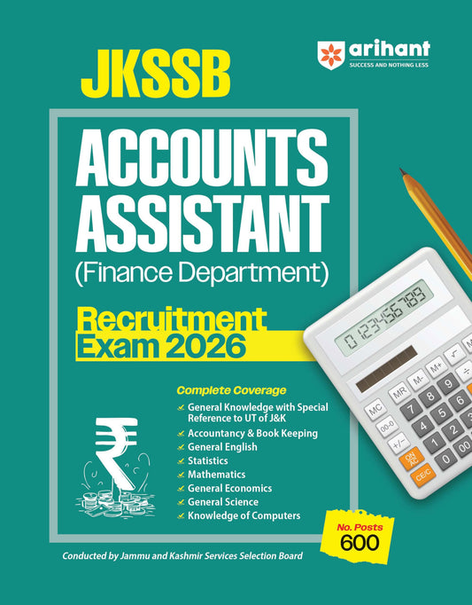 Arihant JKSSB Accounts Assistant (Finance Department) Recruitment Exam 2026 | Complete Study Guide | Accountancy, GK (UT of J&K), Maths, English, Economics & Computers | English Medium