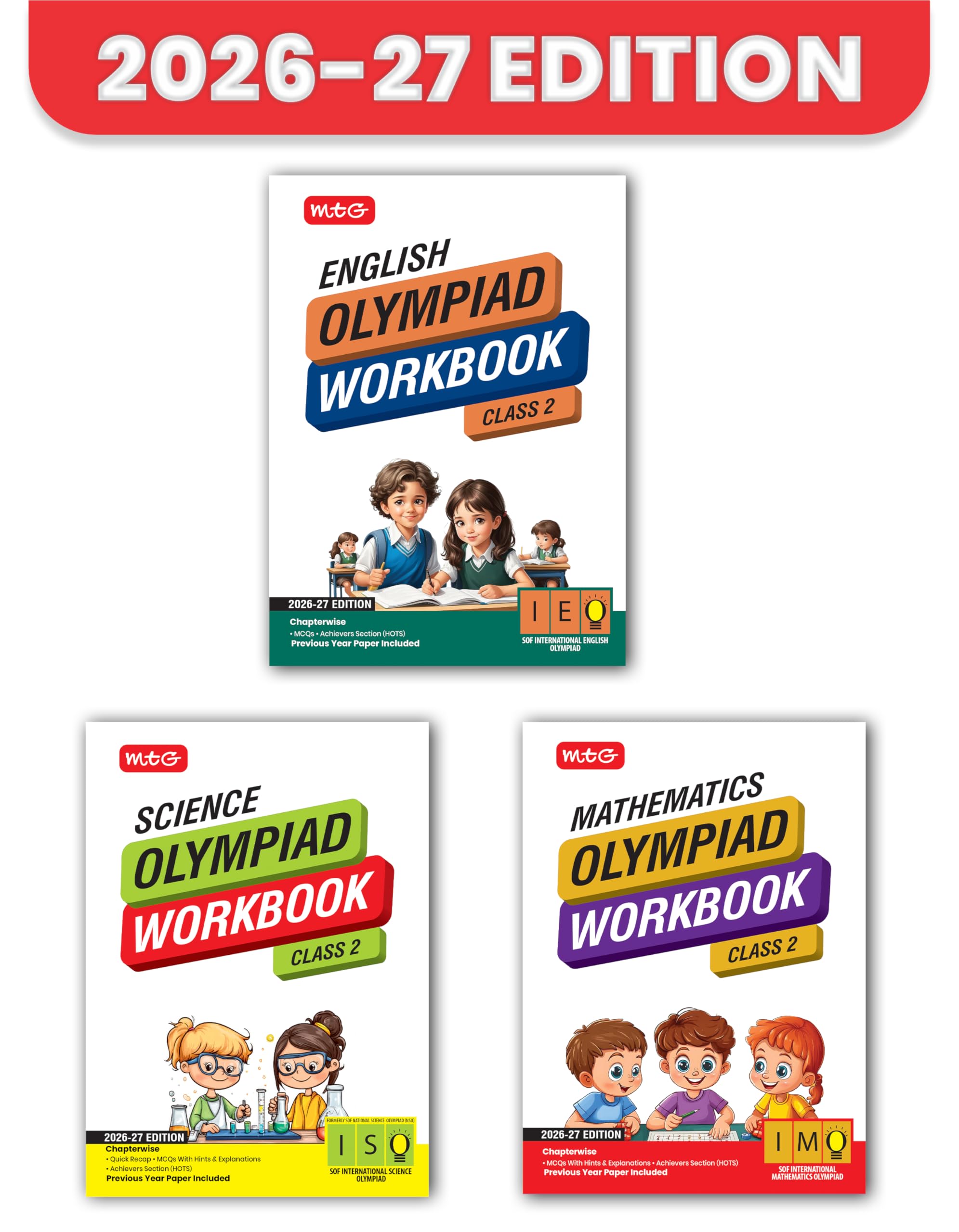 MTG ISO-IMO-IEO (Science, Mathematics & English) Olympiad Workbook Cla