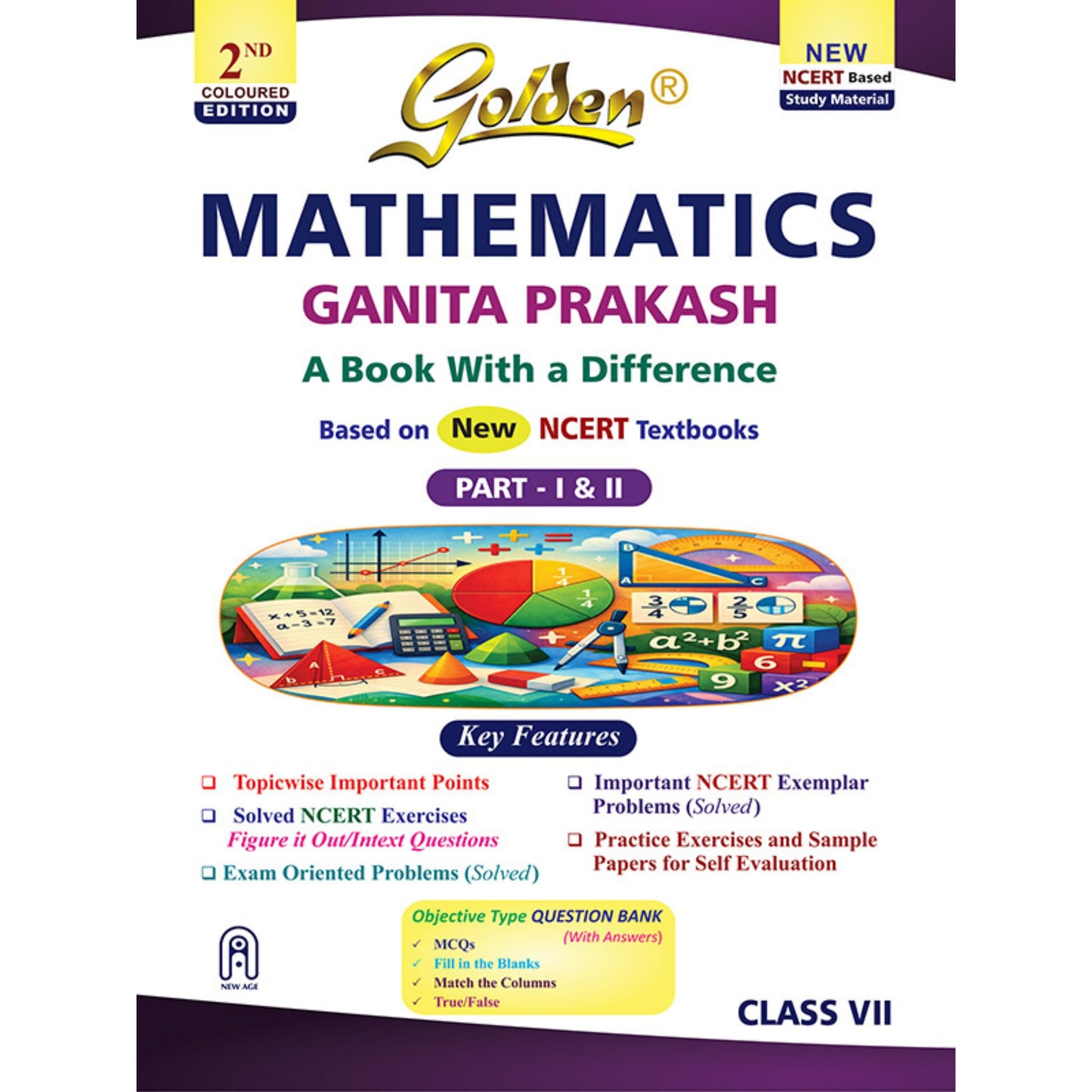 Golden Mathematics Study Material Based on NEW NCERT Ganita Prakash Part-1&2 For Class 7 | For CBSE 2027 Exams | Summary | Figure it Out/Intext ... Sample Papers | Objective Type QUESTION BANK