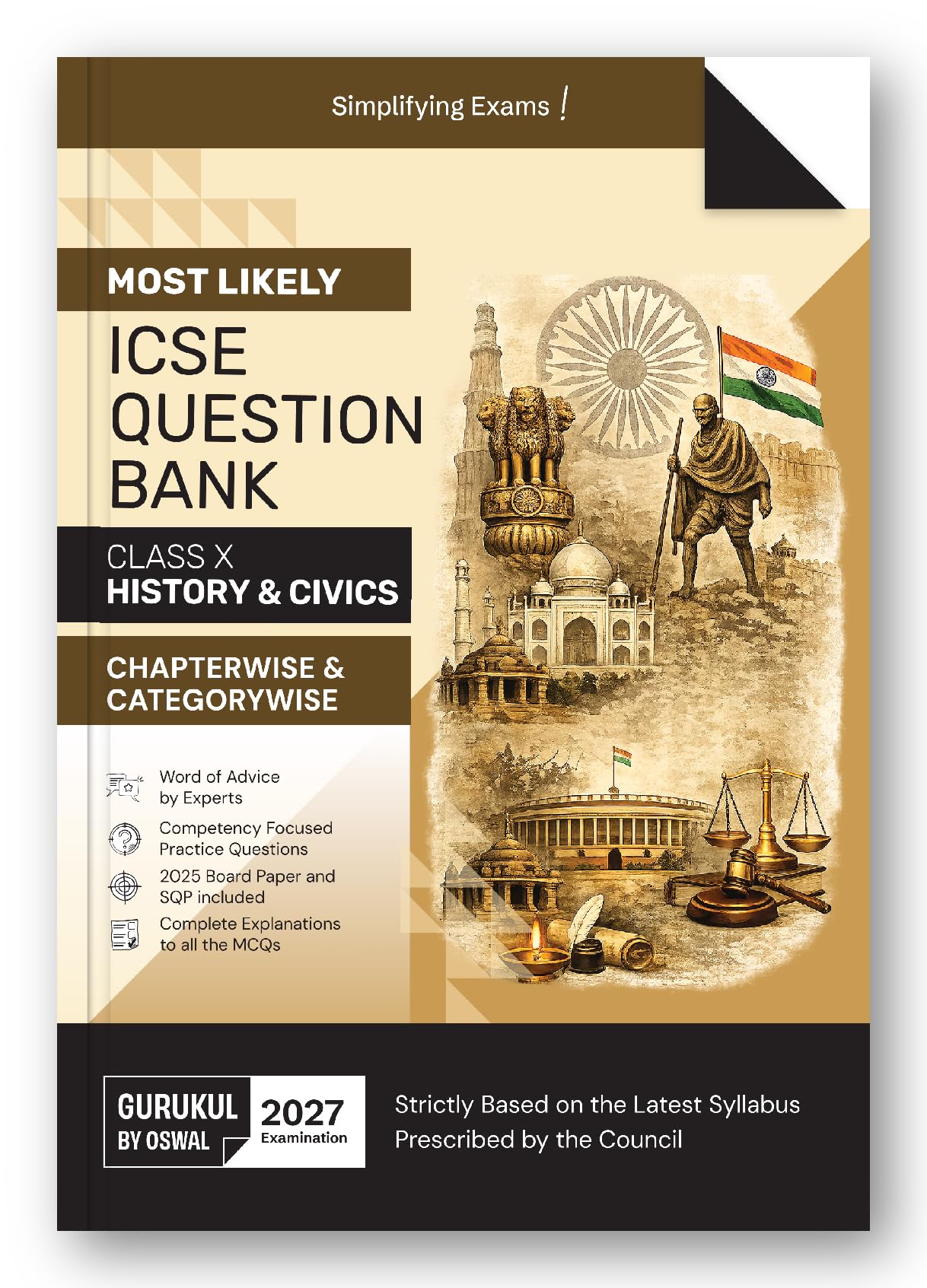 Gurukul by Oswal ICSE Class 10 History & Civics Most Likely Question Bank for 2027 Exam | Chapterwise & Categorywise Questions, Competency Based Practice, 2025 Board Paper & SQP, MCQ Explanations