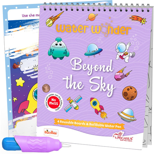 Reusable Magic Water Coloring Book For Kids, Educational Fun Time for Kids, Mess-Free Art with Quick Dry Technology (Princess Theme | 4 Reusable Coloring & Activity Boards | 1 Refillable Water Pen)