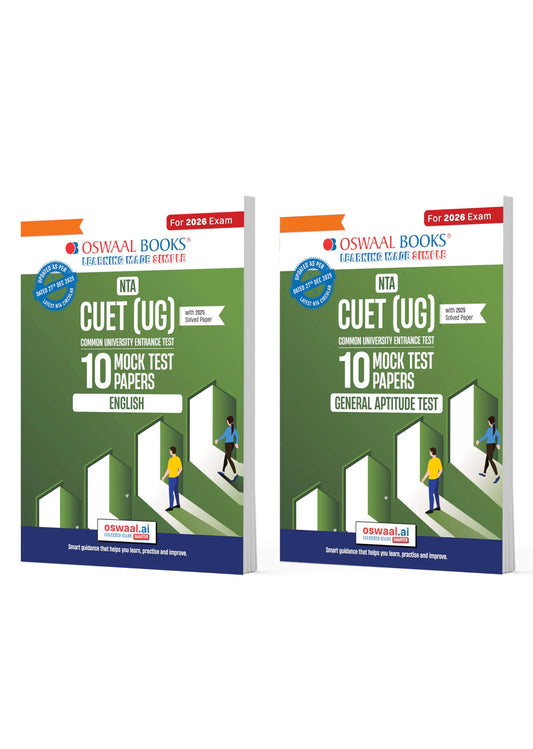 Oswaal NTA CUET (UG) Mock Test Papers | English & General Aptitude Test (Set of 2 Books) | For 2026 Exam (Section –II) (as per latest 27 Dec., notification) Includes 2025 solved Paper | With Oswaal AI