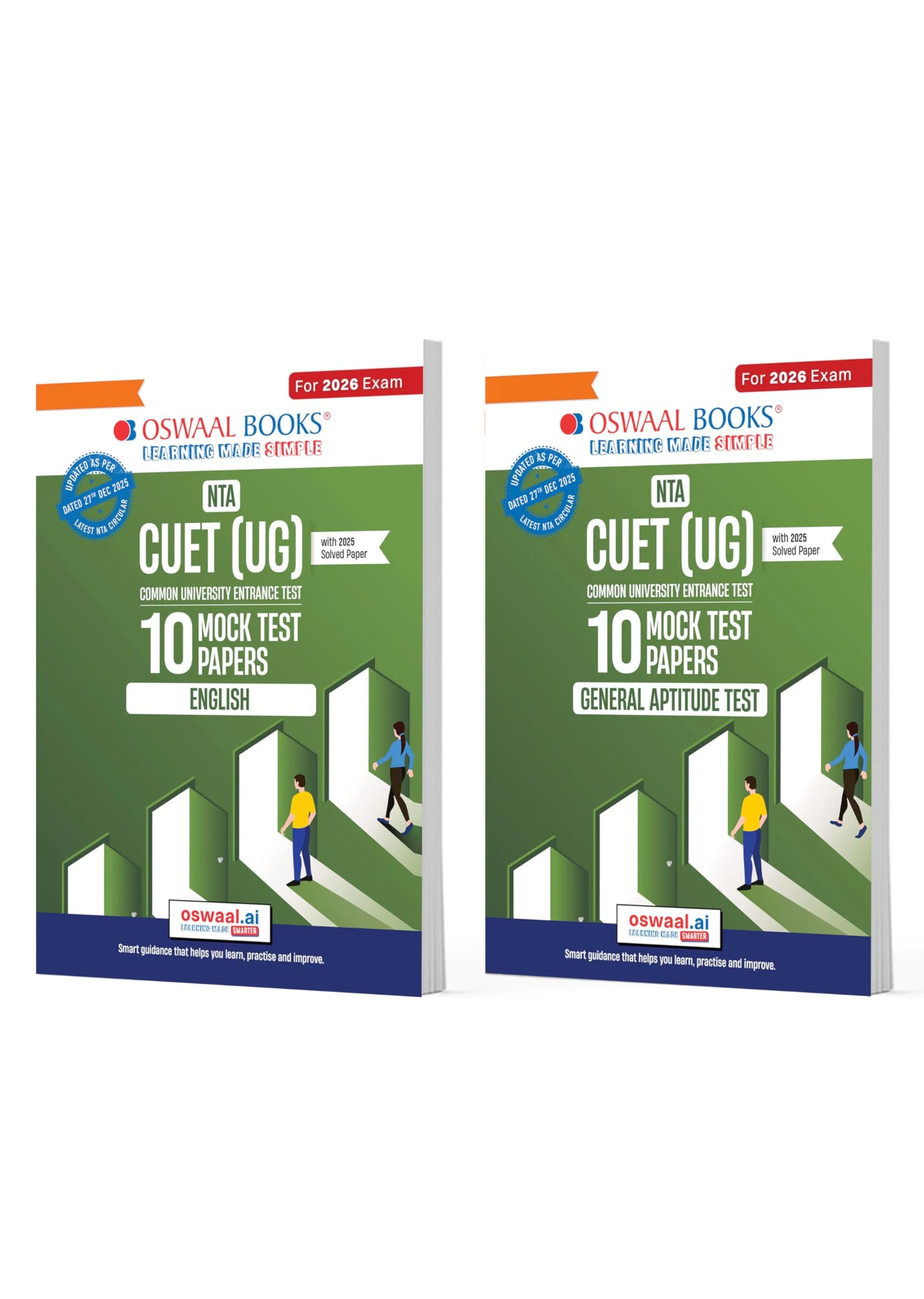 Oswaal NTA CUET (UG) Mock Test Papers | English & General Aptitude Test (Set of 2 Books) | For 2026 Exam (Section –II) (as per latest 27 Dec., notification) Includes 2025 solved Paper | With Oswaal AI