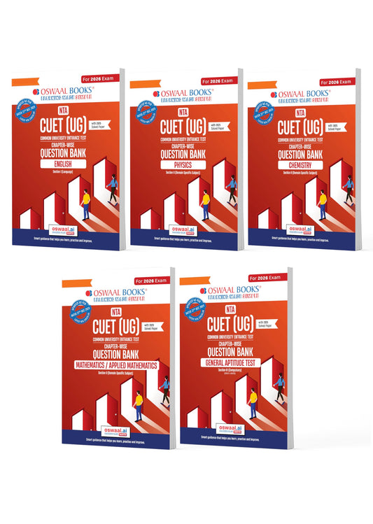 Oswaal NTA CUET (UG) Question Banks | Chapterwise & Topicwise | English, Physics, Chemistry, Math & General Test | Set of 5 Books | Entrance Exam Preparation Books 2026