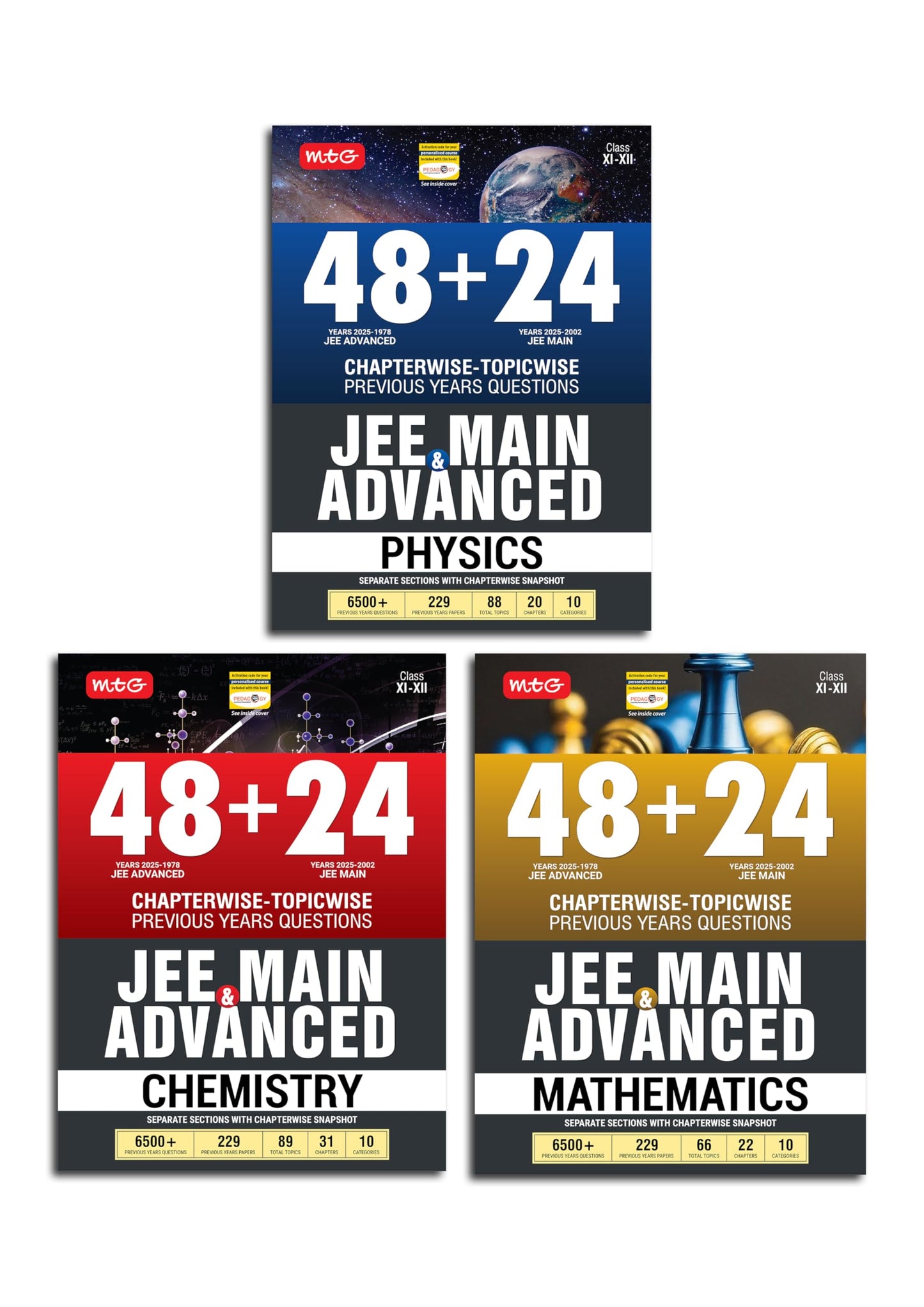 MTG 48 + 24 Years JEE Main (2025-2002) and JEE Advanced (2025-1978) Chapter-wise Topic-wise Previous Years Solved Papers Physics Chemistry & ... of 3 Book) | PYQ Question Bank For 2026 Exam