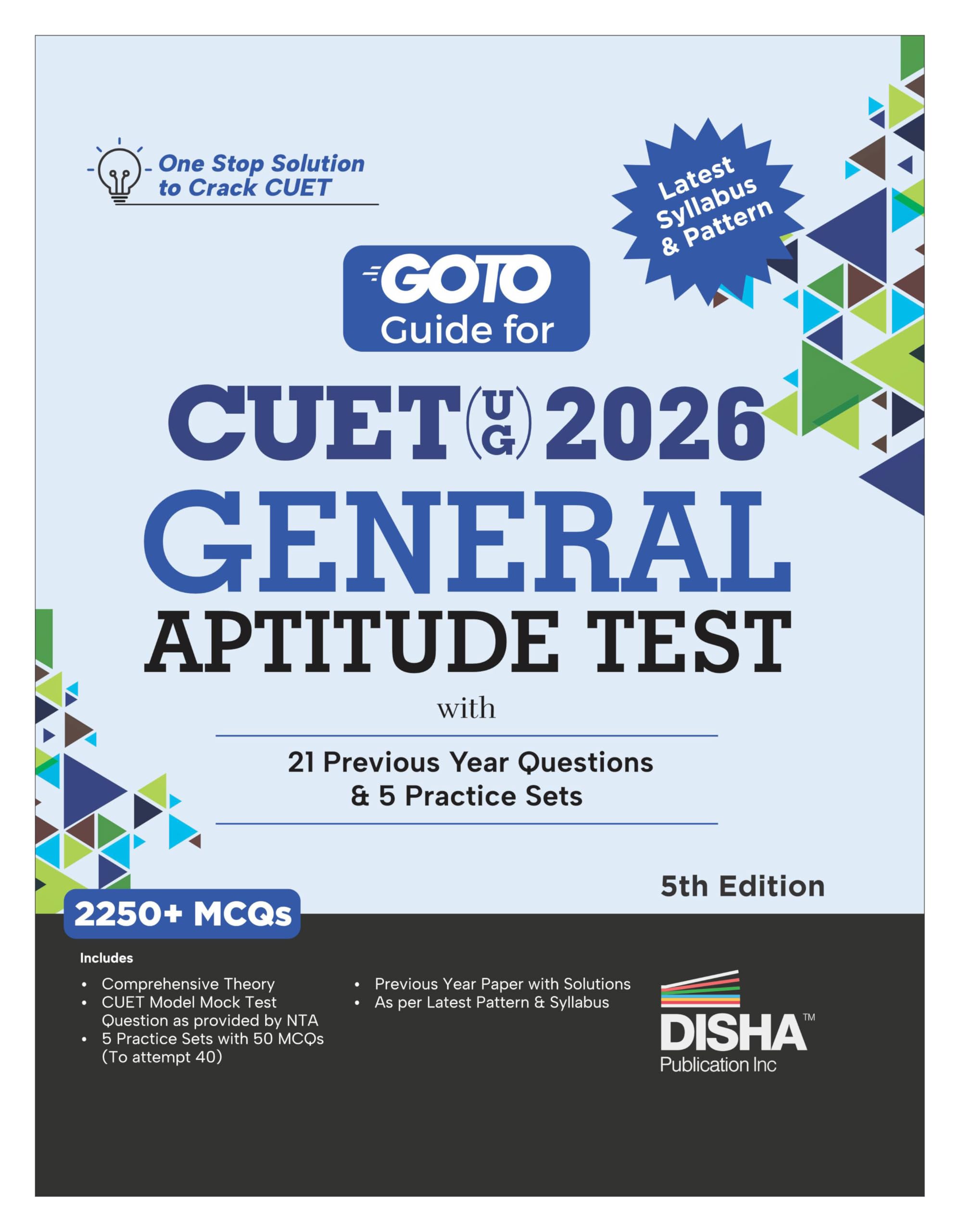 Disha GoTo Guide for CUET (UG) 2026 General Aptitude Test with 21 Prev