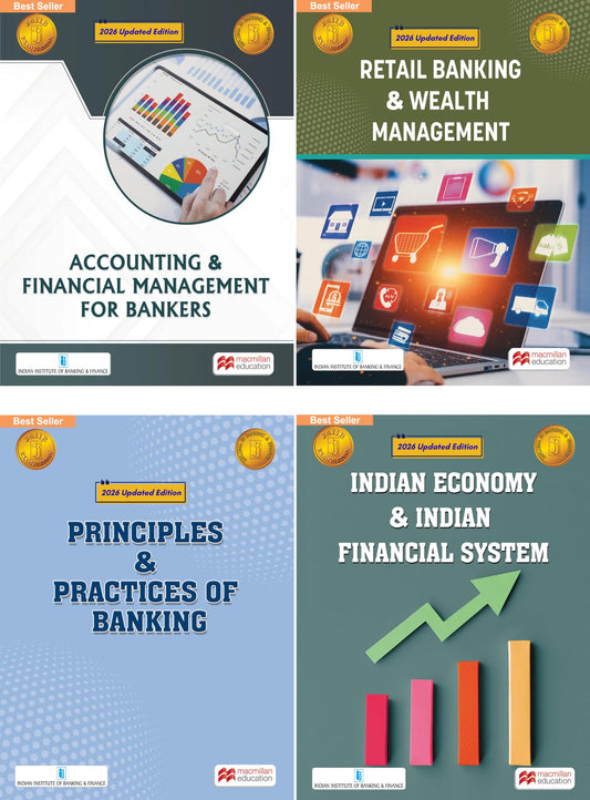 Macmillan JAIIB Exam Combo Pack – 4 Books Revised 2026 edition| Retail Banking & Wealth Management, Indian Economy & Indian Financial System, ... Principles & Practices of Banking | By IIBF