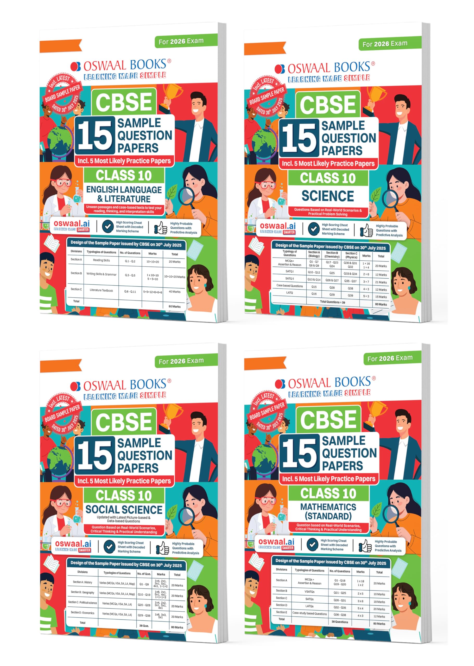 Oswaal CBSE 15 Sample Question Papers Class 10 English, Science, Socia