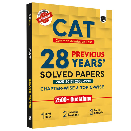 PW CAT 28 Years Chapterwise & Topicwise Previous Years Solved Papers PYQ Book For 2026 Exams | 2500+ Questions, Mind Maps, Detailed Solutions, Trend Analysis