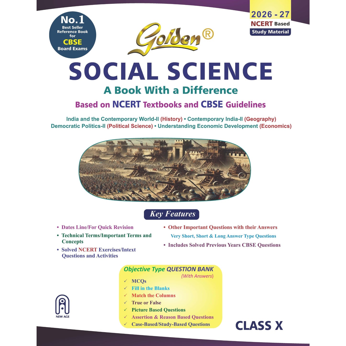 Golden Social Science Study Material Based on NCERT for Class-10 | For CBSE 2027 Board Exams | Objective Type Question | Solved NCERT Exercises | Previous Board Paper Solved | Assertion & Case Based