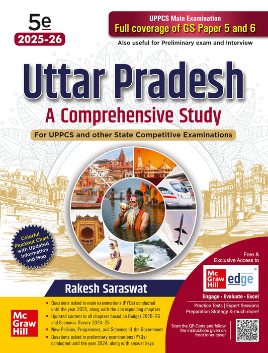 Uttar Pradesh General Knowledge, 5e for UPPSC Prelims & Mains (Paper 5 & 6 full coverage) 2026 | Comprehensive UP Special GK | Previous Years Questions | Colourful Pluck-out Chart | UPPCS | UP RO/ ARO