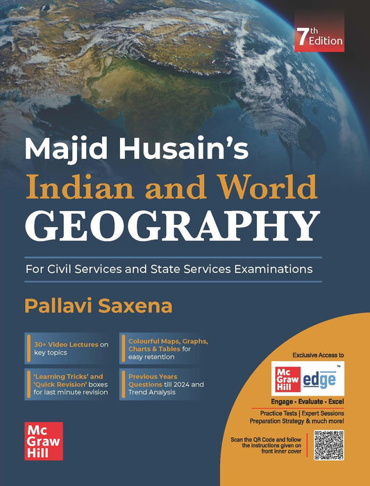 Indian & World Geography, 7e for UPSC 2026 by Pallavi Saxena | PYQs | Colour Maps, Graphs & Charts | Revision Tricks, Trend Analysis | McGraw Hill Edge: 30+ Video lectures, Monthly Current Affairs