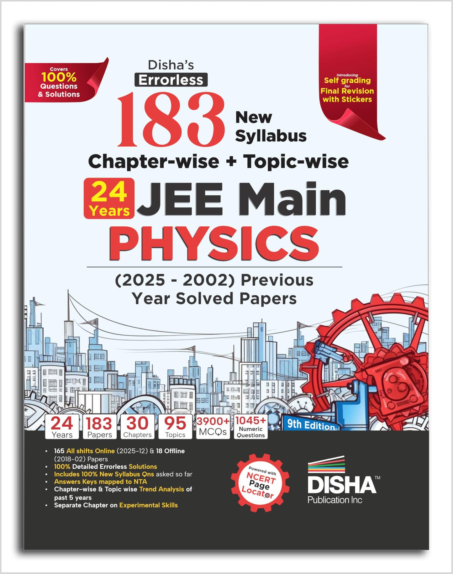 Disha's 183 New Syllabus Chapter-wise & Topic-wise JEE Main Physics (2025 - 2002) Previous Year Solved Papers 9th Edition | NCERT PYQ Question Bank with 100% Detailed Solutions