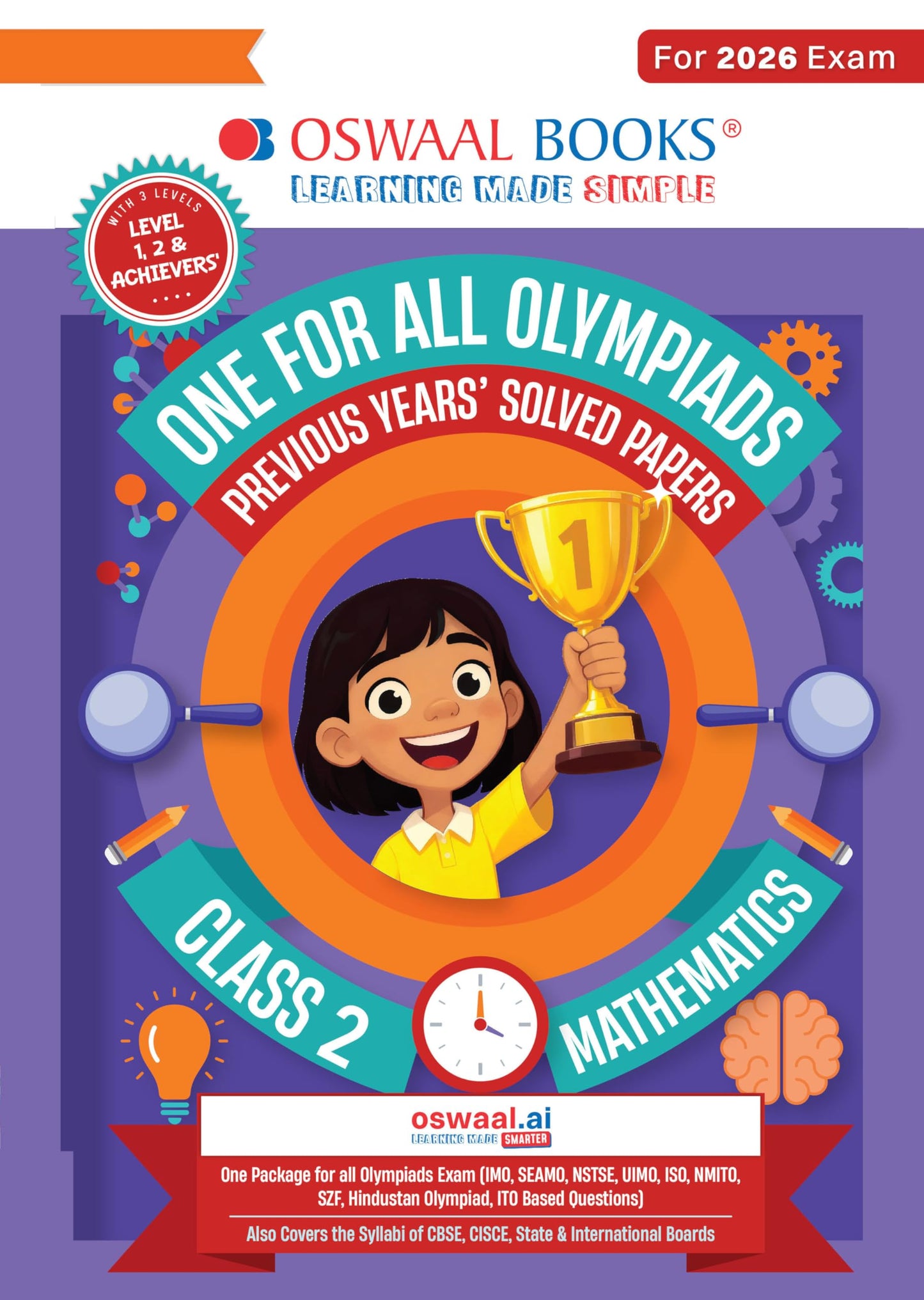 Oswaal One For All Olympiads Class 2 Maths Prep-Guide Book | Chapter-wise Previous Years' Solved Papers | Questions for SOF IMO & Other Olympiad Exams 2026 | With Sample Practice Papers & Oswaal.AI