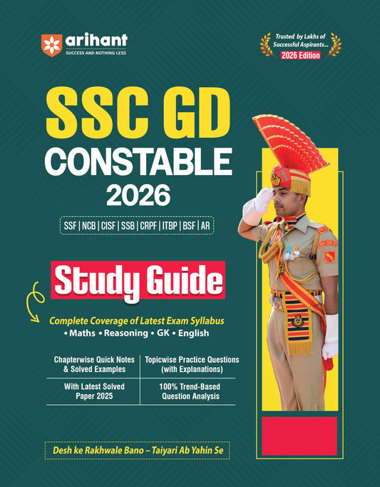 Arihant SSC GD Constable Exam 2026 | Study Guide | Chapterwise Quick Notes, 3000+ Practice MCQs & Solved Paper 2025| 2 CBT Based Mock | For BSF, CISF, ... SSB, SSF & Assam Rifles | English Medium
