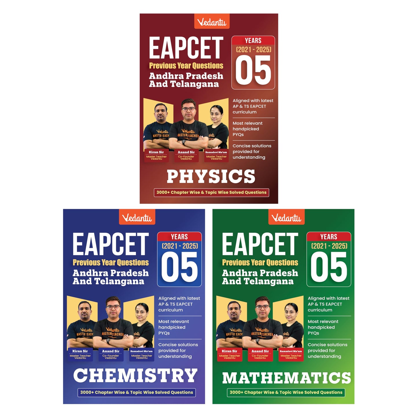 Vedantu Andhra Pradesh & Telangana EAPCET Previous Year Questions 2021–2025 (5 Years) | Physics, Chemistry & Mathematics | 9000+ Questions for ... EAPCET/ EAMCET Exam Preparation Book For 2026