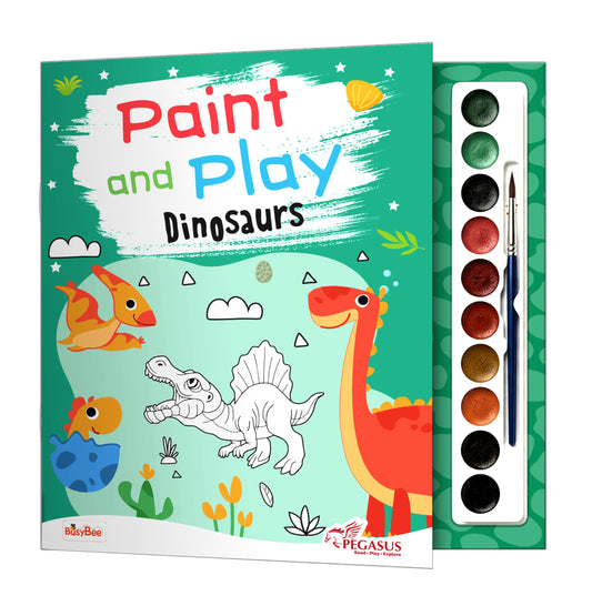 Paint and Play – Dinosaurs Coloring Book for Kids | Includes Colors & Brush | Spark Creativity & Imagination | Perfect Gift
