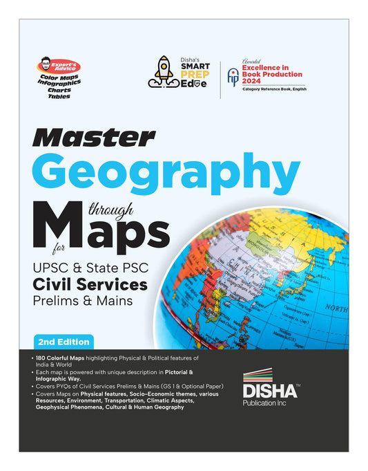 Master Geography through Maps for UPSC & State PSC Civil Services Prelim & Main Exams Hindi Exam | Previous Year Questions PYQs | 105 Maps powered ... Advice, Infographics, Charts & Tables |