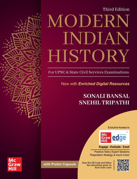 Modern Indian History, 3e for UPSC 2026 by Snehil Tripathi & Sonali Bansal | Chapterwise Solved Previous Years' Questions (PYQs) upto 2023 | Quick revision capsules | Practice papers for Pre & Mains