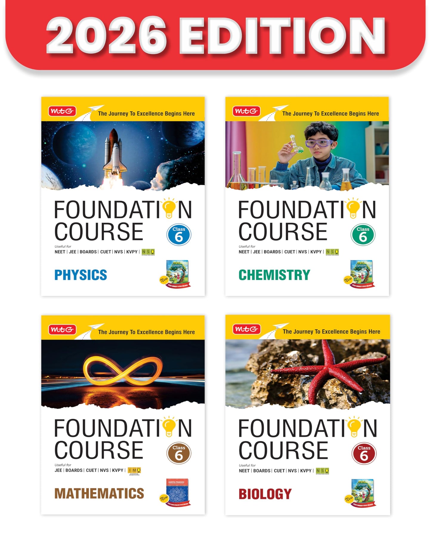 MTG Foundation Course Class 6 Physics, Chemistry, Mathematics & Biology (Set of 4 Books) For NEET, IIT-JEE, CUET & Boards Exams (Edition 2026-2027)