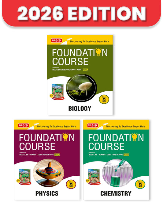 MTG Foundation Course Class 8 Physics, Chemistry & Biology (Set of 3 Books) For NEET, CUET & Boards Exams (Edition 2026-2027)