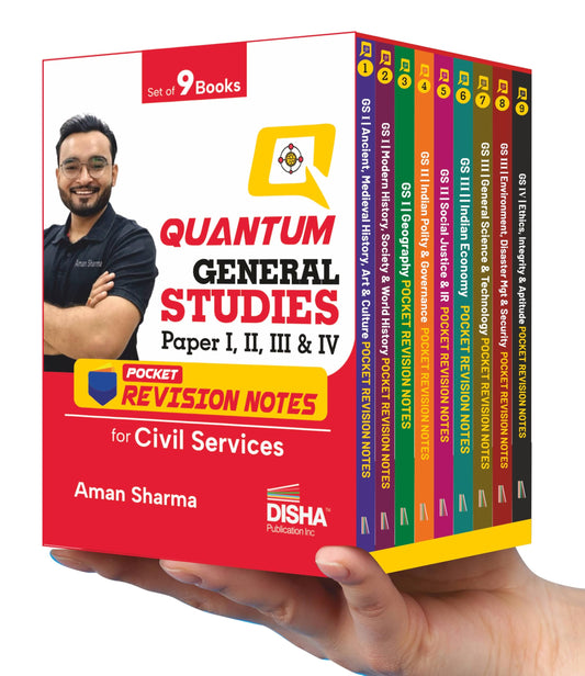 Disha Combo (9 Books) Quantum General Studies Paper I, II, III & IV Pocket Revision Notes for Civil Services | UPSC & State PSC Prelims & Mains | four-colour Handwritten Notes
