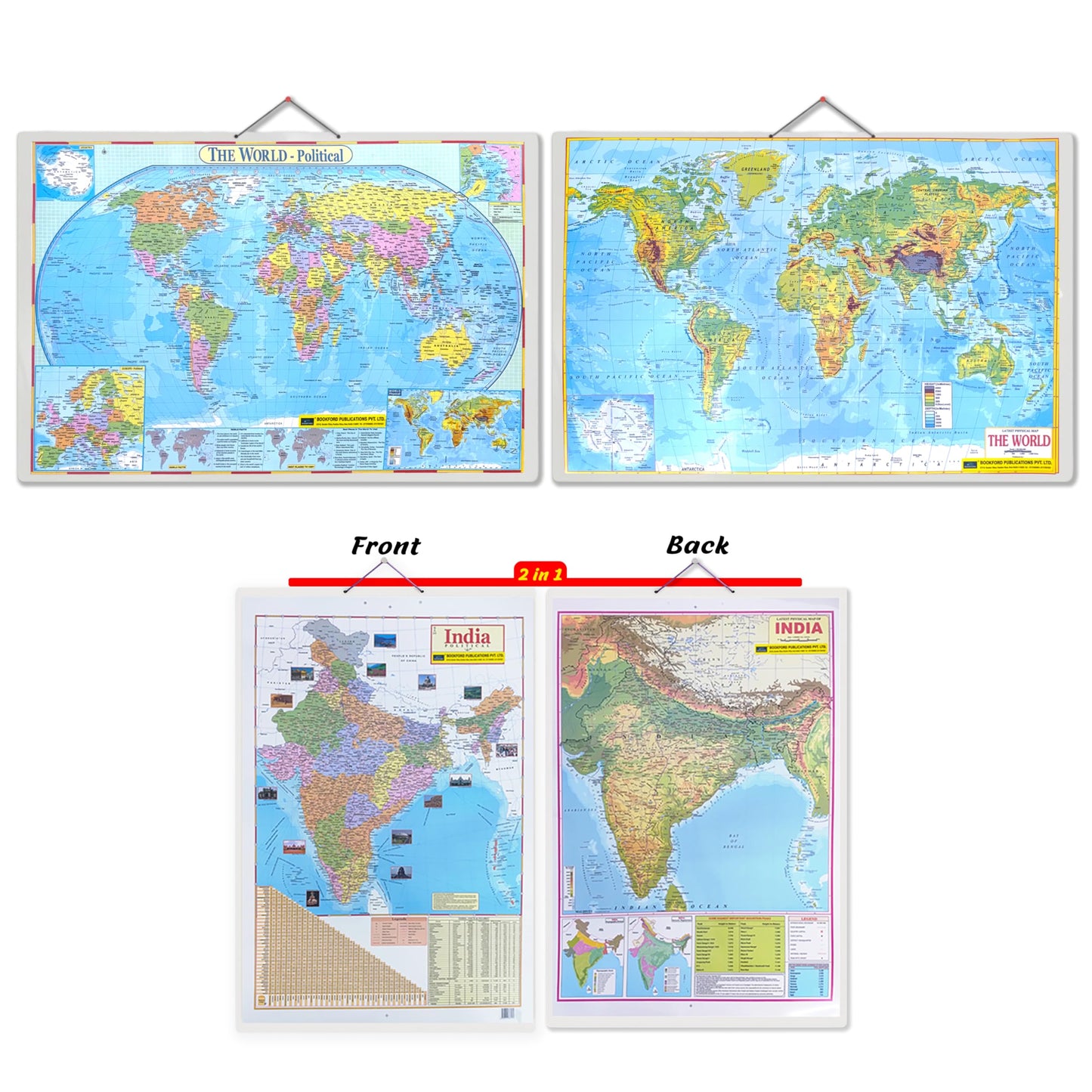 World and India Map Early Learning Educational Chart for Kids- Non-Tearable and Waterproof, Double Sides Printed Laminated Chart, Perfect for Aspirant UPSC and other Competitive exams - Paper Print (30 inch X 20 inch) Wall Chart – 27 November 2025