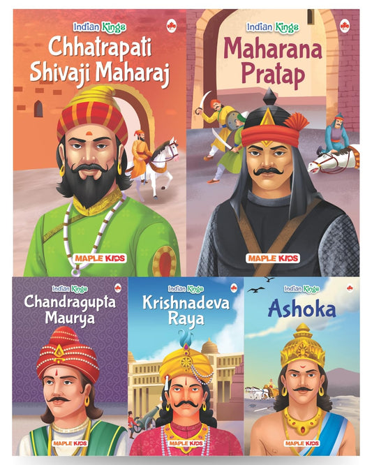 Story Books for Kids - Indian Kings (Set of 5 Books) - Chandragupta Maurya, Krishnadeva Raya, Ashoka, Rana Pratap, Shivaji - Biographies for Children - Age 6 +