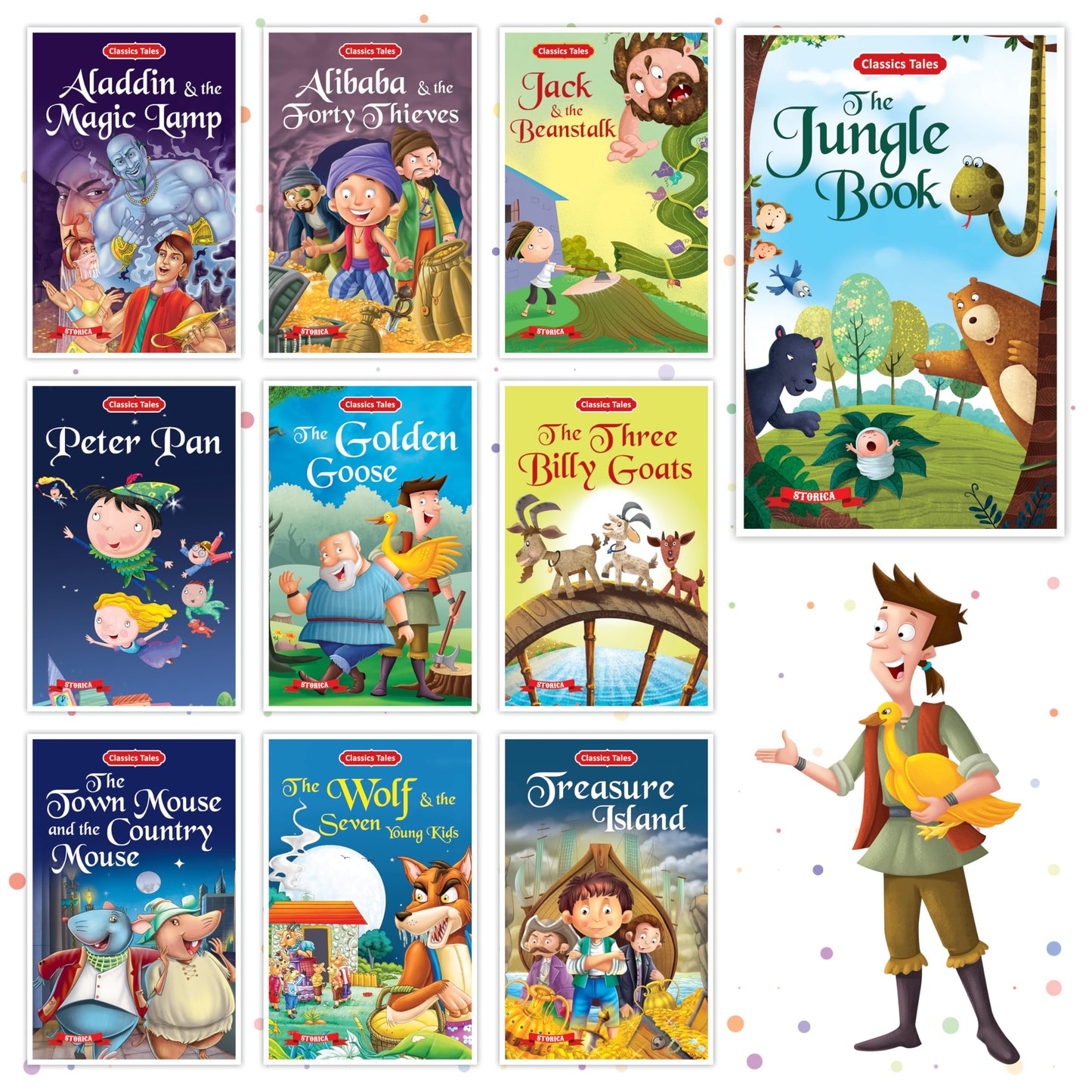 Set of 10 Classics Tales Story Books for Kids|English Short Stories for 3+ | Aladdin, Alibaba, Jungle Book & Others