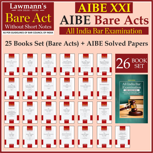 AIBE Bare Acts without Notes and AIBE Solved Papers | Total 26 Book Set | 25 Books Set and AIBE Solved Papers (2011-2025) Combo | Full Syllabus 50+ Acts including AIBE Solved Papers | Edition 2026
