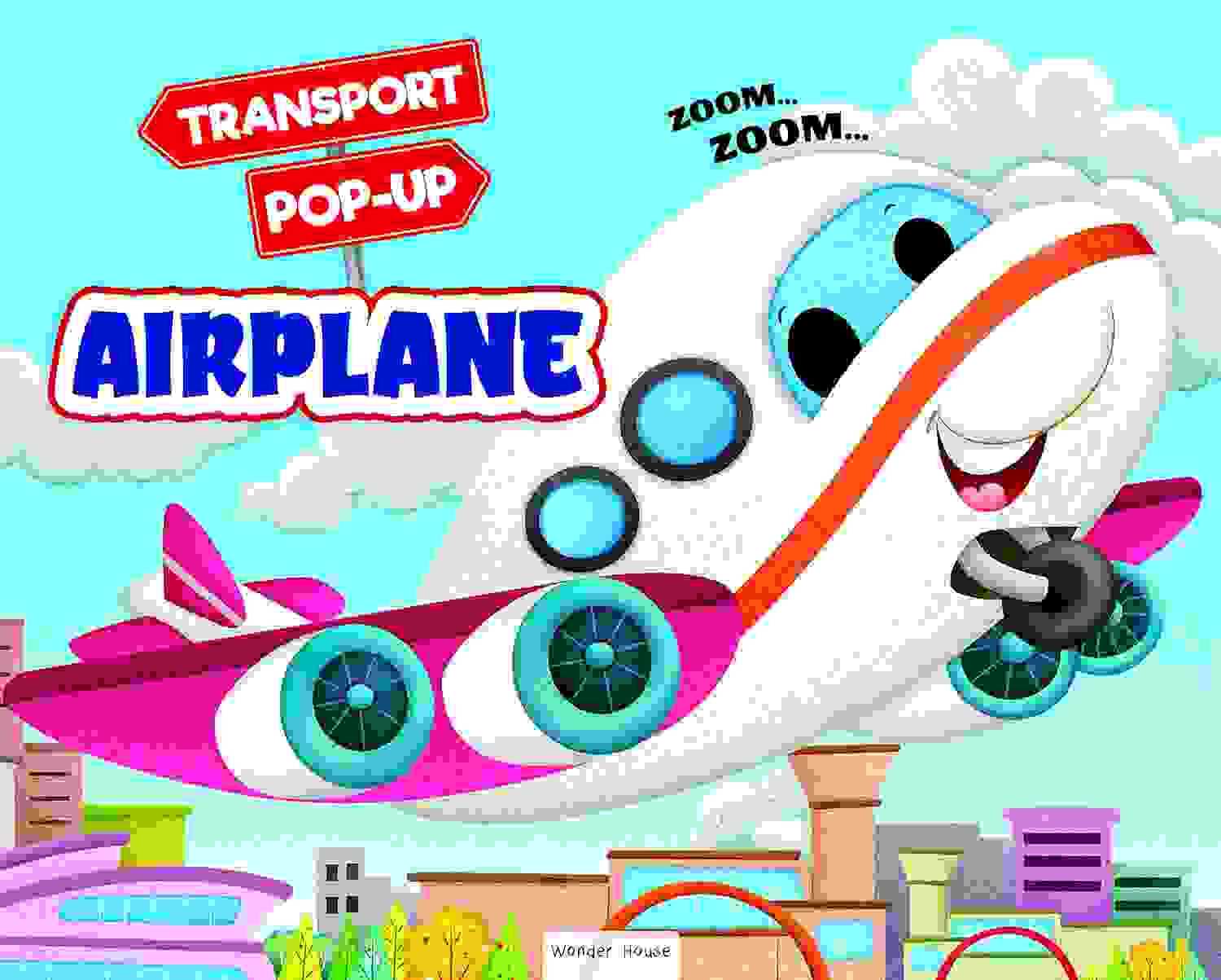 Pop-Up Transport - Airplane - Gorgeously Illustrated Pop-Up Book For Children - Learn About The Worl