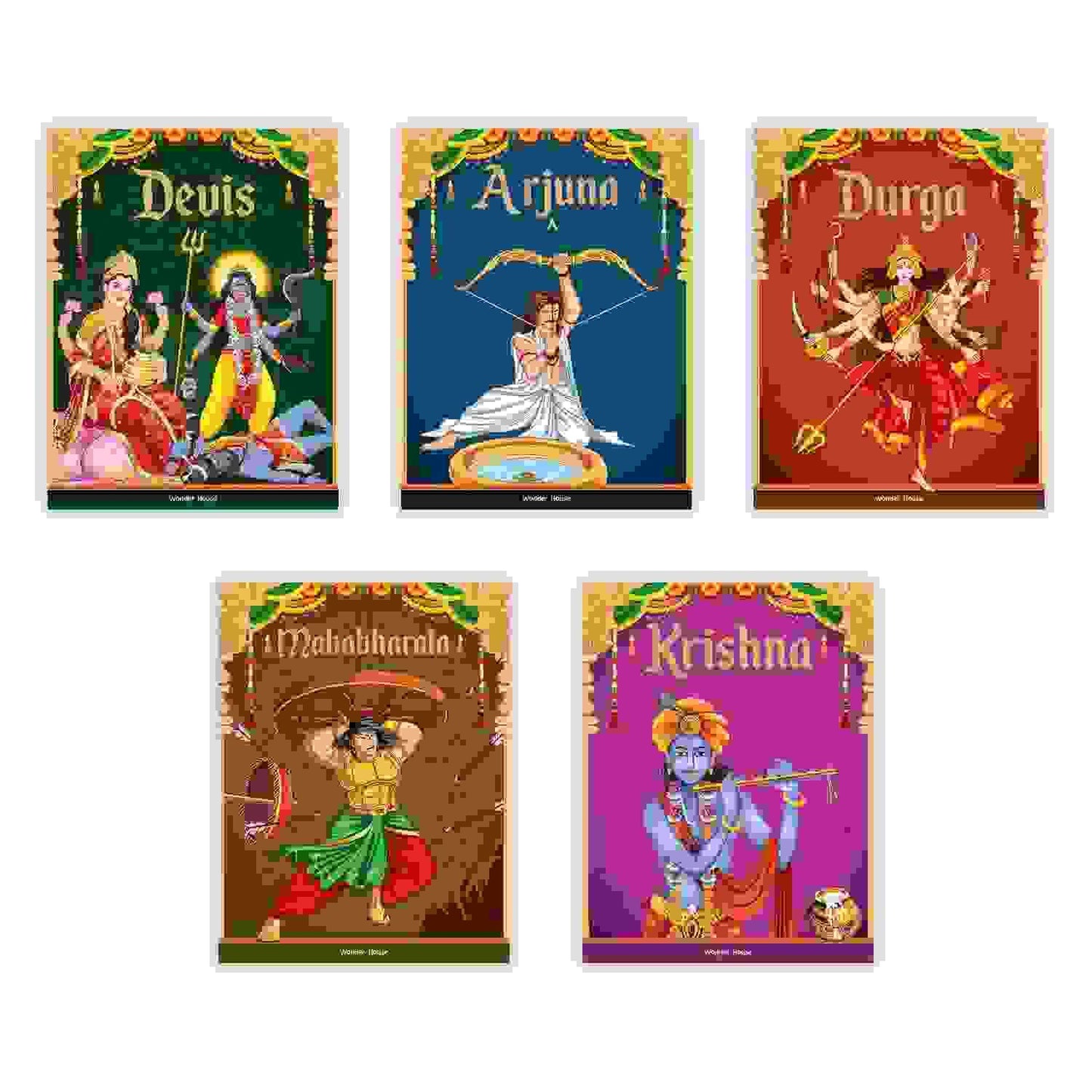 Childrens First Mythology Stories - Pack Of 5 Books (Devi, Durga, Arjuna, Mahabharta, Krishna)