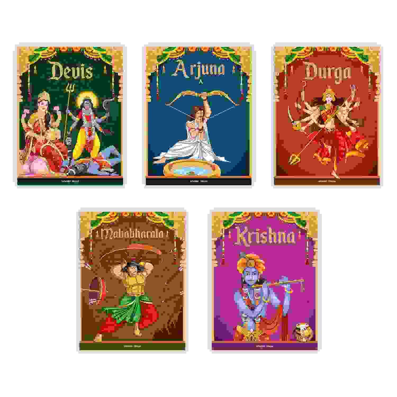 Childrens First Mythology Stories - Pack Of 5 Books (Devi, Durga, Arjuna, Mahabharta, Krishna)